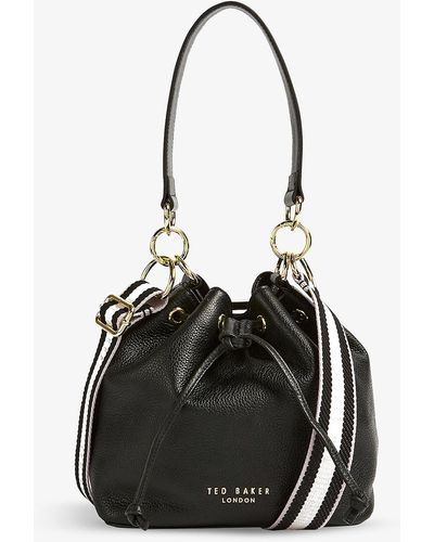 Ted Baker Aminah Webbing-strap Leather Bucket Bag - Black
