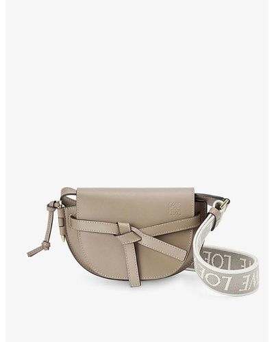 Loewe Mini Gate Dual Leather Shoulder Bag - Natural