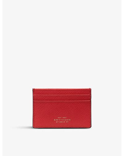 Smythson Panama Leather Card Holder - Red