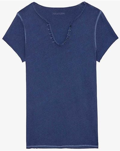 Zadig & Voltaire Slogan-print Short-sleeve Cotton T-shirt - Blue