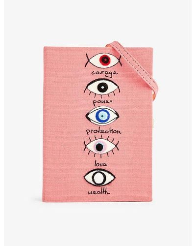 Olympia Le-Tan Eyes Protection Cotton-blend Clutch - Pink