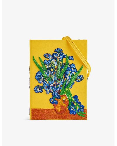 Olympia Le-Tan Vase With Irises Van Gogh Wool And Silk-blend Clutch Bag - Yellow