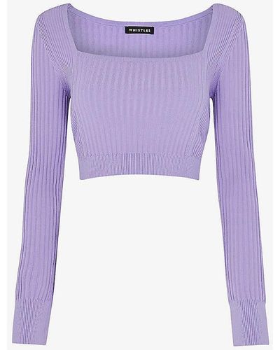 Whistles Cropped Rib-knit Recycled Polyester-blend Top - Purple