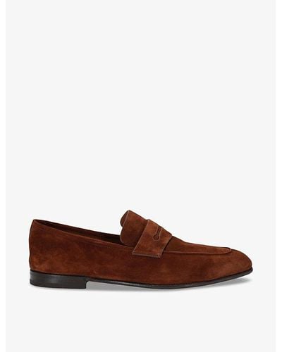 ZEGNA L'asola Suede Penny Loafers - Brown