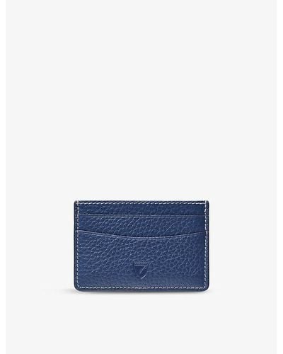 Aspinal of London Slim Logo-embossed Leather Credit Card Case - Blue