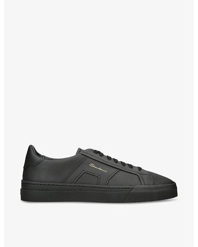 Santoni Gloria Dbs Leather Low-top Sneakers - Black
