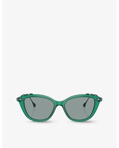 Swarovski Sk6010 Cat-eye Acetate Sunglasses - Green