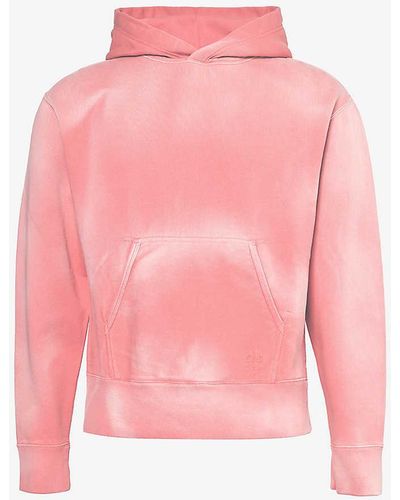 Loewe Faded-wash Brand-embroidered Cotton-jersey Hoody X - Pink
