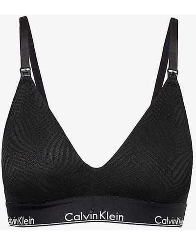 Calvin Klein Modern Abstract-pattern Triangle Stretch-lace Maternity Bra - Black