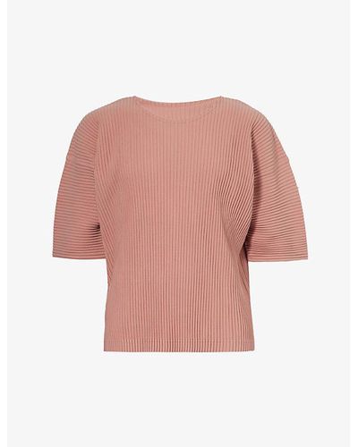 Homme Plissé Issey Miyake Pleated Crewneck Knitted T-shirt X - Pink