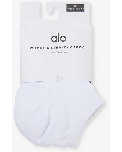 Alo Yoga Everyday Logo-print Stretch-woven Socks - White