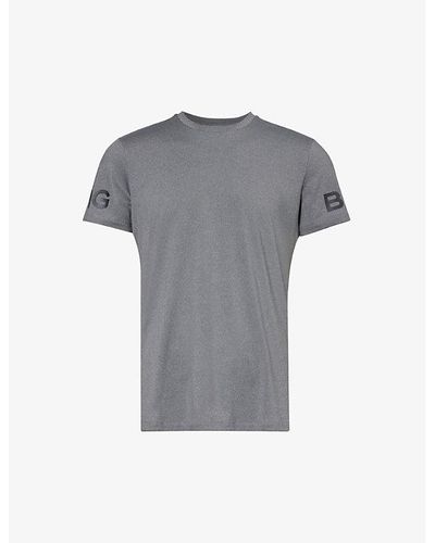 Björn Borg Brand-print Crewneck Stretch Recycled-polyester T-shirt Xx - Gray