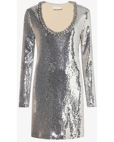 Rabanne Sequin-embellished Scoop-neck Stretch-woven Mini Dress - White