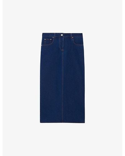 Claudie Pierlot Straight-fit Mid-rise Denim Midi Skirt - Blue