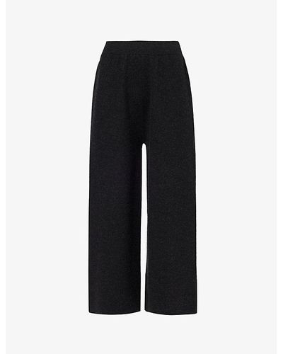 Lauren Manoogian Relaxed-fit Wide-leg Alpaca Wool-blend Knitted Trousers - Black