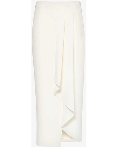 Roland Mouret Pleated Slim-fit Woven Midi Skirt - White
