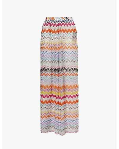 Missoni Abstract-pattern Wide-leg Mid-rise Knitted Pants - Multicolour