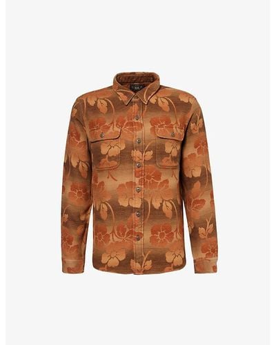 RRL Matlock Floral-print Relaxed-fit Cotton Shirt X - Brown