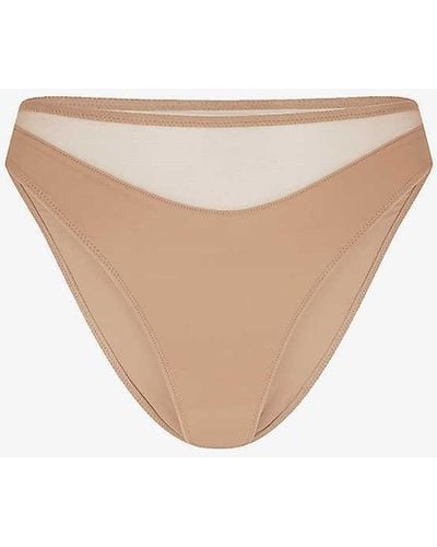 Agent Provocateur Lucky Panelled Stretch-tulle Briefs - White