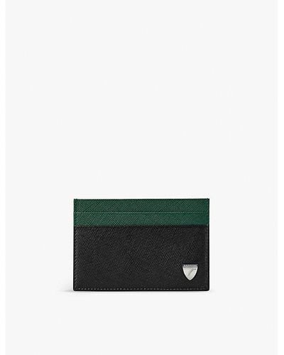 Aspinal of London Slim Brand-plaque Leather Card Holder - Green
