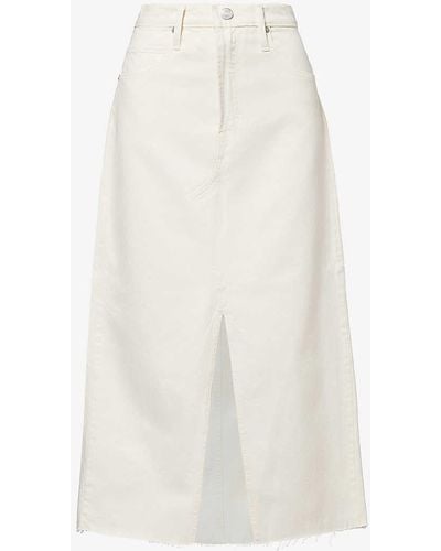 FRAME Mid-rise Split-hem Denim Maxi Skirt - White