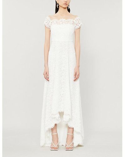 Whistles Rose Off-the-shoulder Floral Lace Wedding Dress - White
