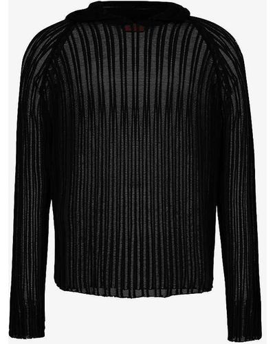 424 Semi-sheer Cotton-knit Hoody - Black