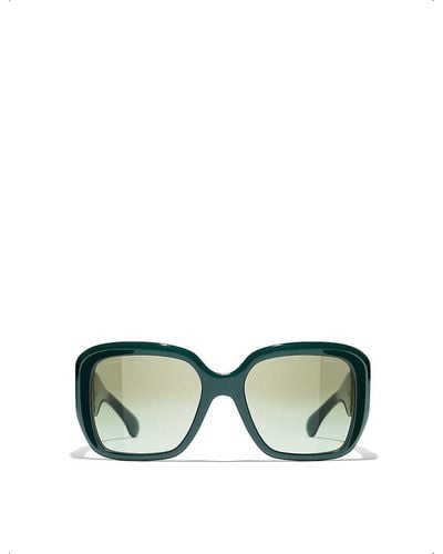 Chanel Ch5512 Square-frame Acetate Sunglasses - Green