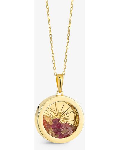 Rachel Jackson Sunburst Amulet Medium 22ct Gold-plated Sterling Silver And Tourmaline Necklace - Metallic
