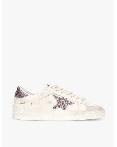 Golden Goose Stardan 10310 Star-glitter Leather Low-top Sneakers - White