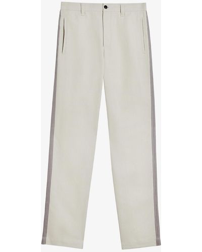 Ted Baker Abcott Stripe Slim-fit Straight-leg Cotton Trousers - White