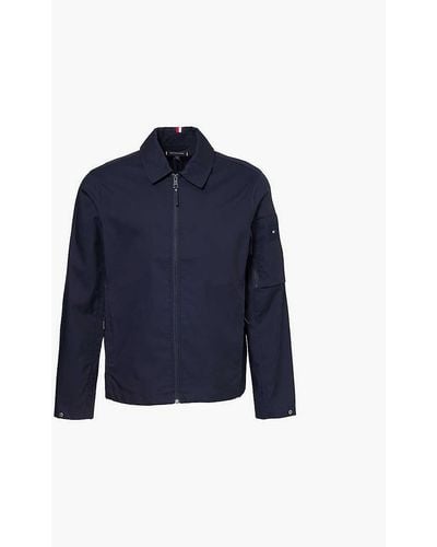 Tommy Hilfiger Logo-embroidered Regular-fit Cotton-blend Overshirt X - Blue
