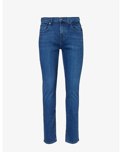 7 For All Mankind Slimmy Luxe Slim-fit Straight-leg Stretch Organic-denim Jeans - Blue