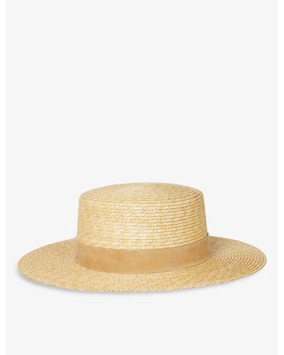 Lack of Color Spencer Suede-trimmed Straw Boater Hat - Natural