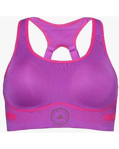 adidas By Stella McCartney High Support Logo-print Stretch-recycled Polyester Sports Bra - Pink