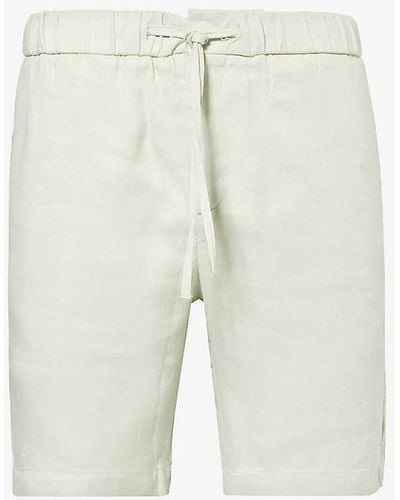 Frescobol Carioca Felipe Drawstring-waist Regular-fit Linen And Cotton-blend Shorts - White