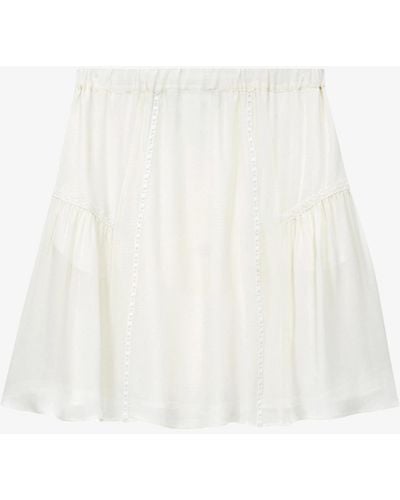 The Kooples Lace-appliqué Flared Silk Mini Skirt - Multicolour