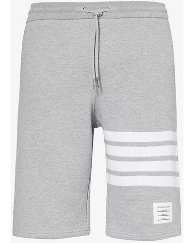 Thom Browne Four-bar Regular-fit Cotton-jersey Shorts X - Grey