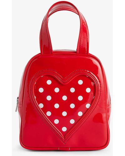 Comme des Garçons Heart-embellished Shell Top-handle Bag - Red