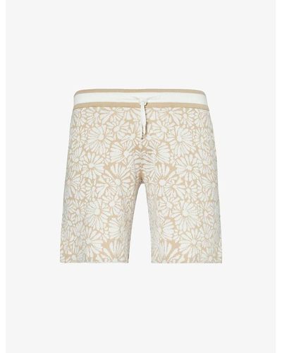 CHE Daisy Floral-jacquard Cotton Knitted Shorts - Natural