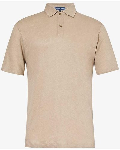 Frescobol Carioca Mello Split-hem Regular-fit Linen Polo Shirt - Natural