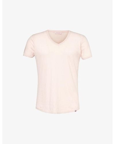 Orlebar Brown Logo-tab Regular-fit Cotton-jersey T-shirt - Pink
