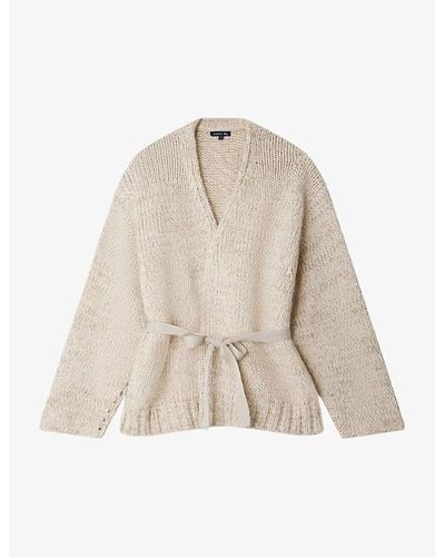 Soeur Astral Belted-waist Knitted Cardigan - Natural