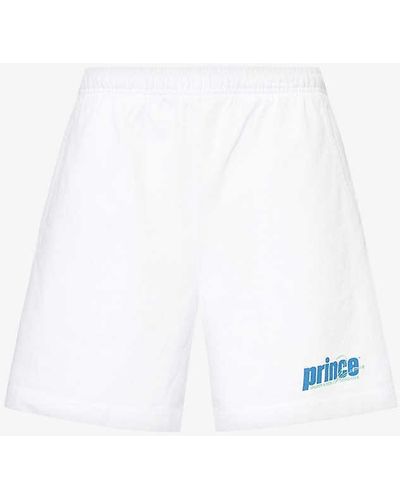 Sporty & Rich X Prince Branded-print Cotton-jersey Shorts - White