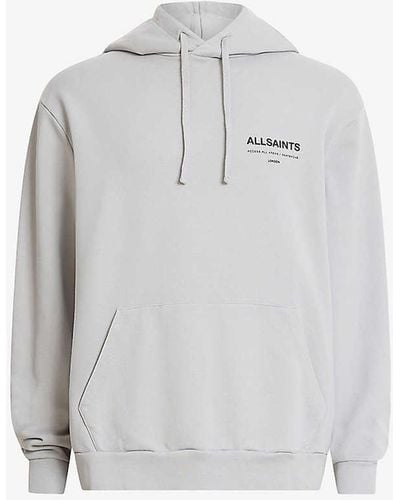 AllSaints 'access All Areas' Logo-print Organic-cotton Hoody - White