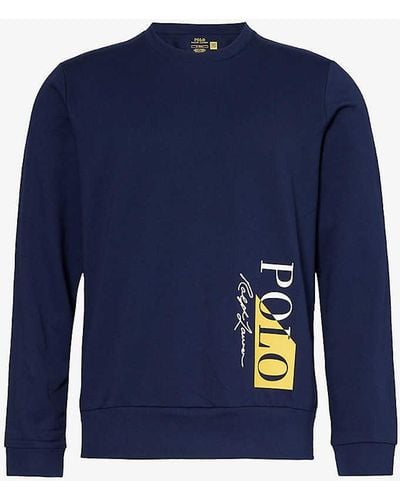 Polo Ralph Lauren Logo Text-print Regular-fit Cotton-blend Jersey T-shirt - Blue