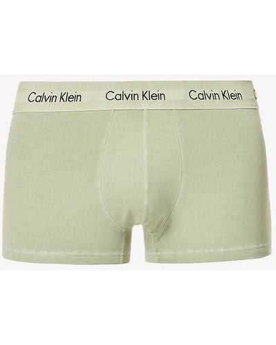 Calvin Klein Logo-waistband Low-rise Stretch-cotton Trunk - Green