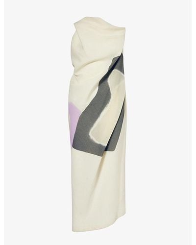 Issey Miyake Meanwhile Graphic-pattern Voile Midi Dress - White