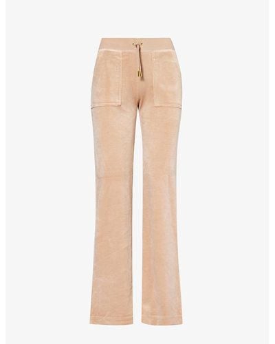 Juicy Couture Del Ray Patch-pocket Velour jogging Bottoms - Natural