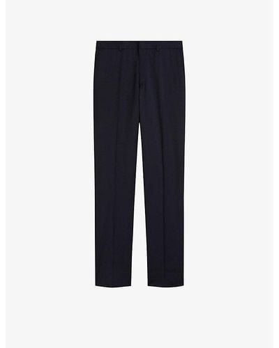 Ted Baker Skyets Slim-fit Mid-rise Wool Trousers - Blue